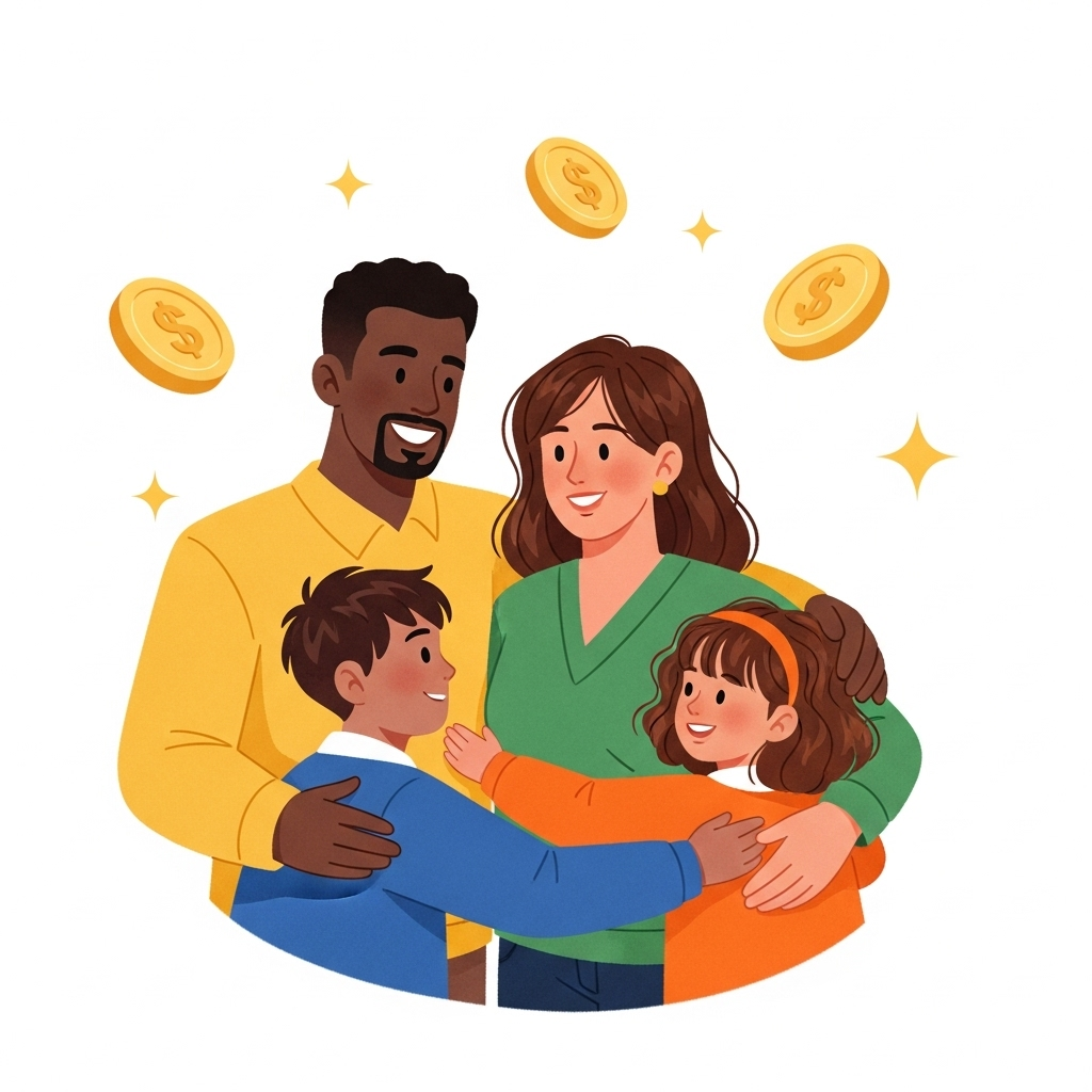 Happy diverse family representing MoneyPool community